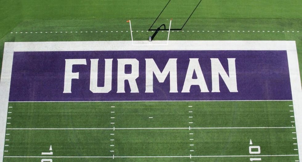 Drone image captured above Furman University Football Stadium.