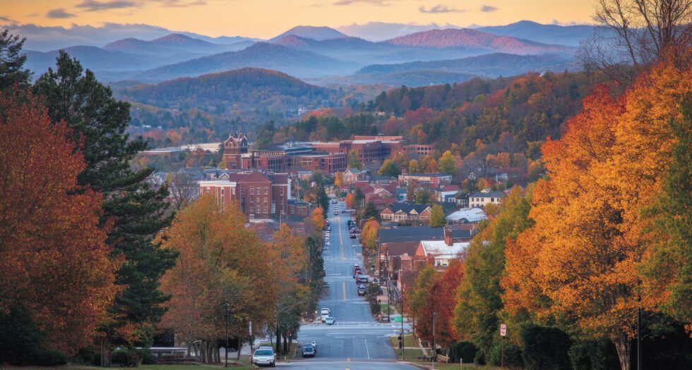 A landscape view of the Appalachian Mountains in North Carolina.