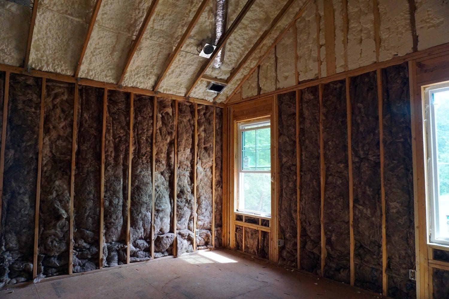 Spray Foam and Fiberglass used on the same project